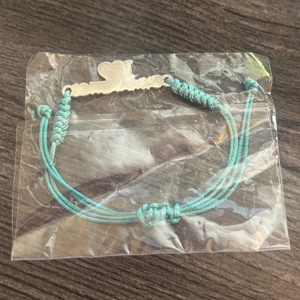 I 💖 Gymnastics Robin's Egg Blue Pull String Bracelet - Picture 2 of 2